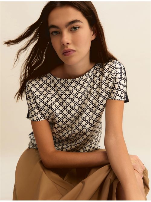 Blusa doppio materiale - BIANCO